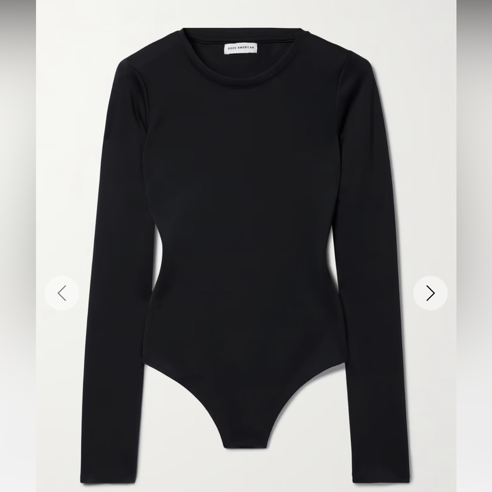 GOOD AMERICAN Black long Sleeve Thong Bodysuit Size 4 (XL) NWT